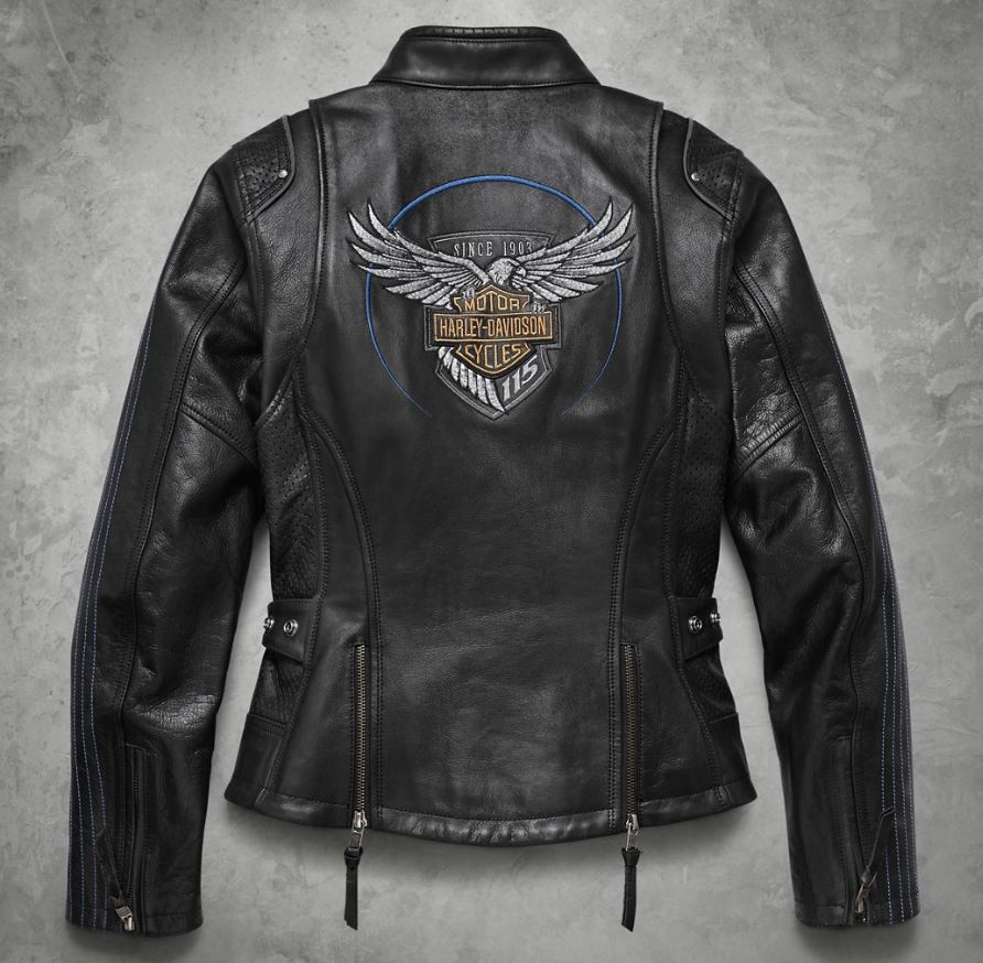 Harley Davidson Women's 115th Anniversary Eagle Bar & Shield Leather Jacket 98010-18VW