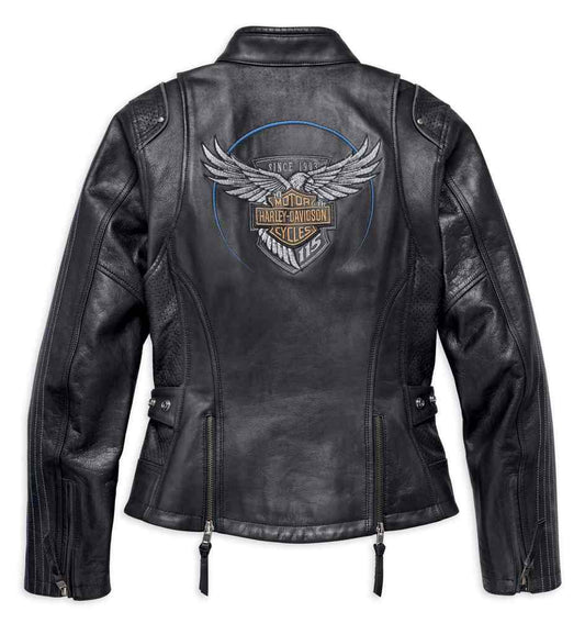 Harley Davidson Women's 115th Anniversary Eagle Bar & Shield Leather Jacket 98010-18VW