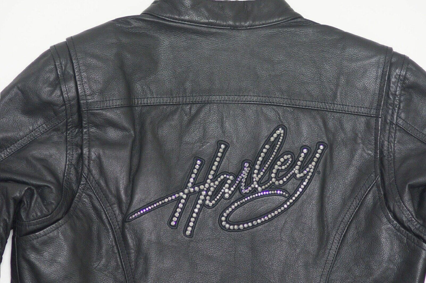 Harley Davidson Women's Crystal Embellished Black Leather Jacket 98199-11VW