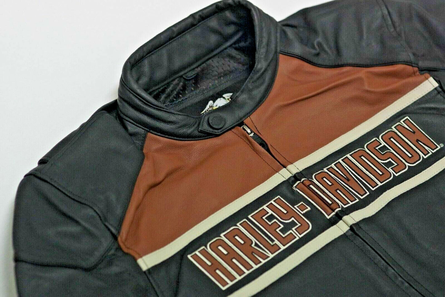 Harley Davidson Men's REGION Classic Black Orange Leather Jacket 97027-11VM