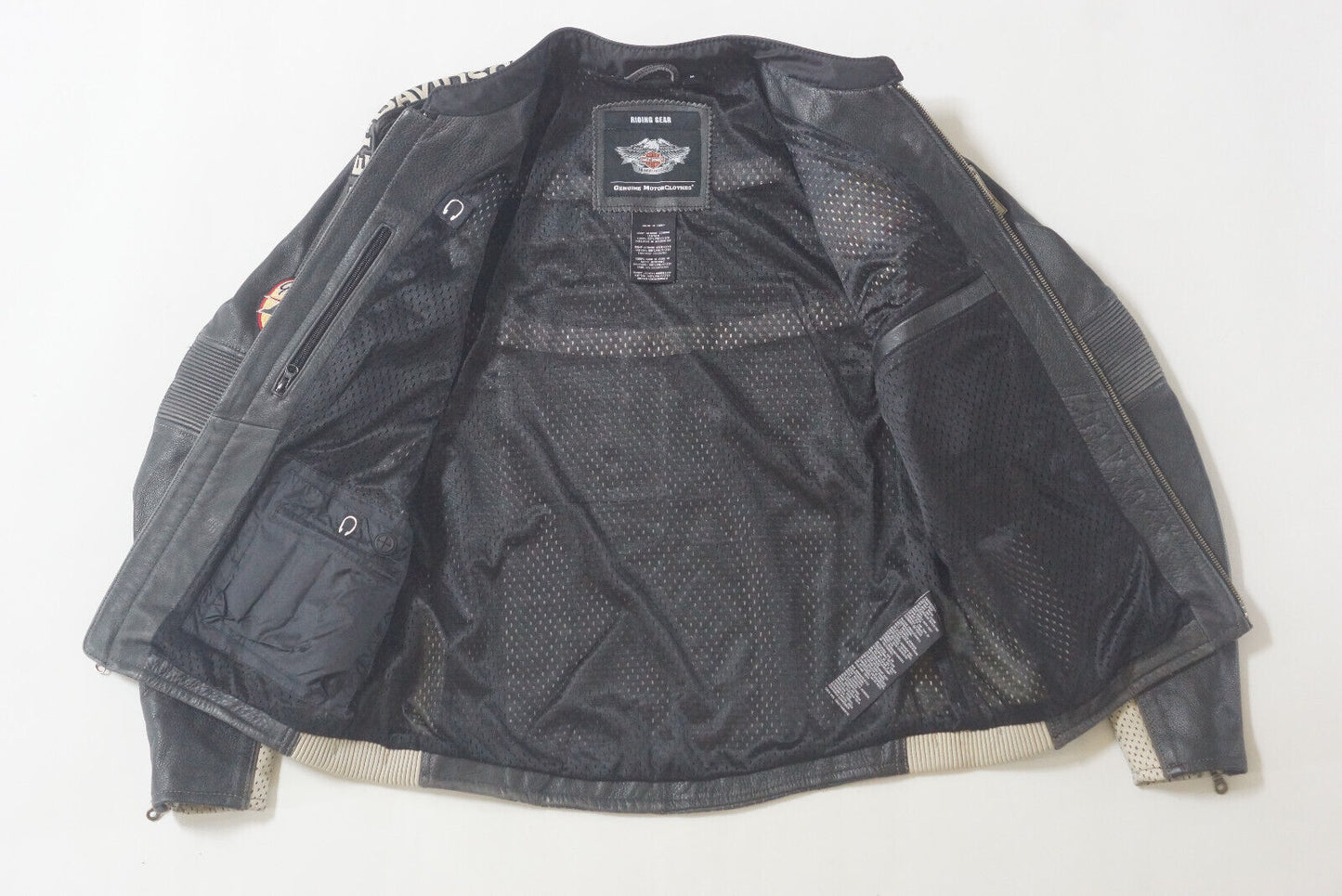 Harley Davidson Men's REGULATOR Perforated Black White Leather Jacket 97168-13VM Size Medium