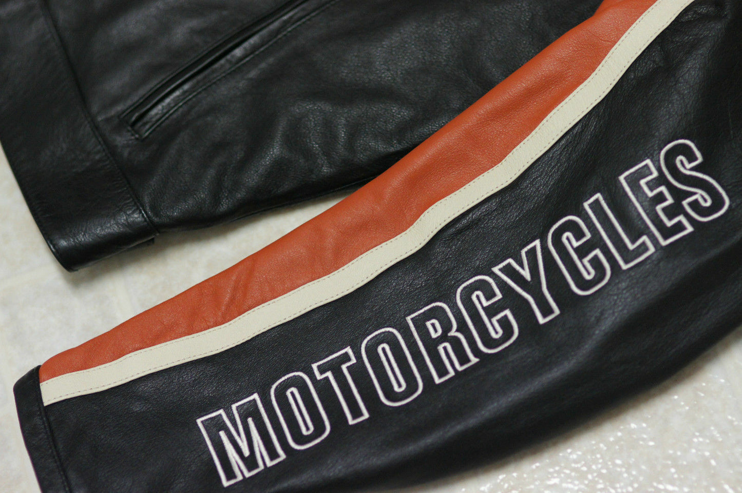 Harley Davidson Men's Classic Cruiser Bar&Shield Orange Leather Jacket 98118-08VM