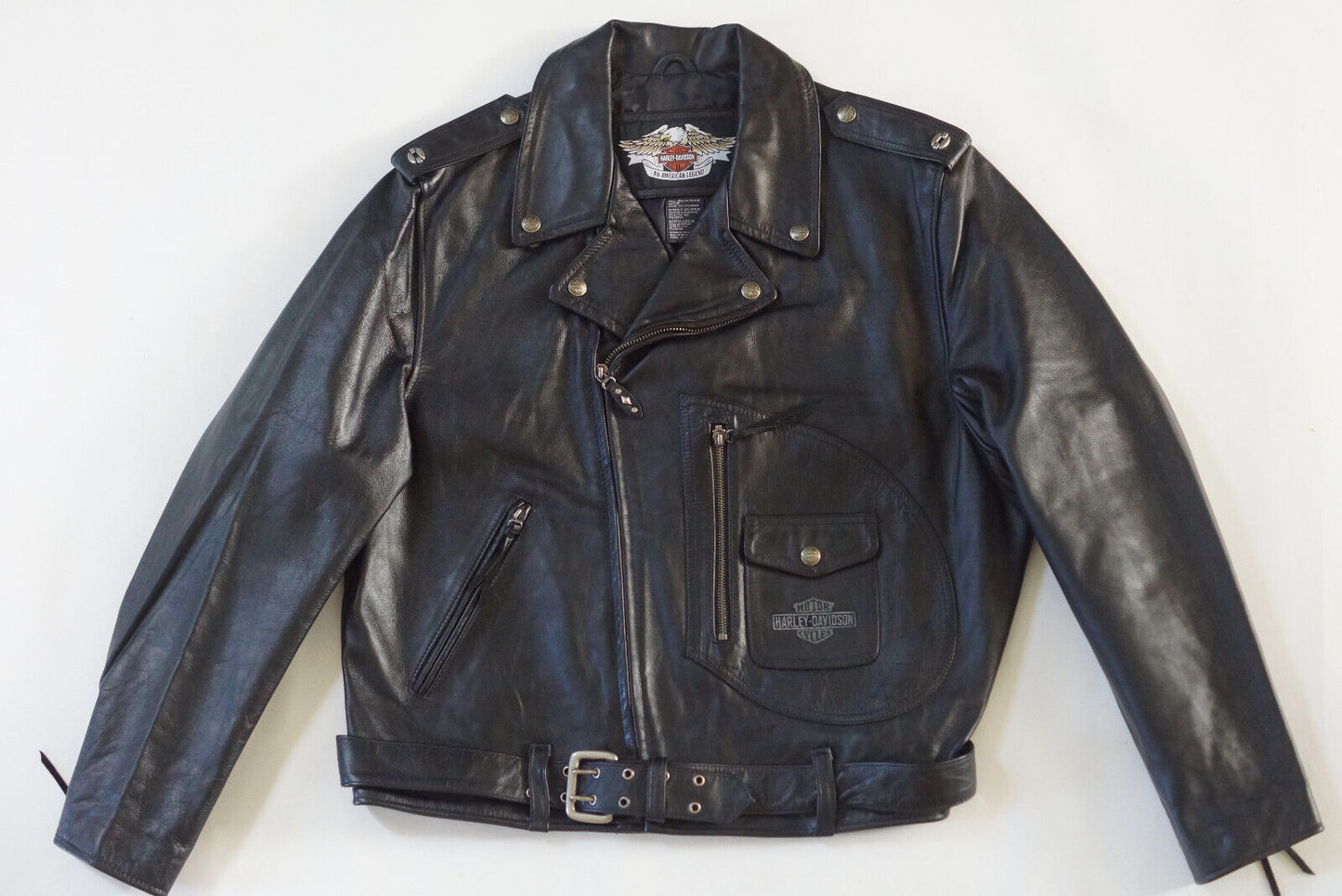 Harley Davidson Men's USA Made Rare Vintage D-Pocket Embossed Eagle Leather Jacket Size XL