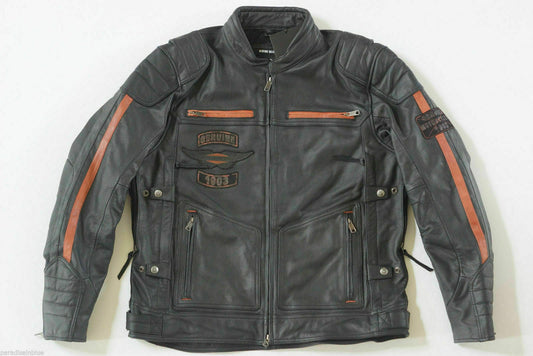 Harley Davidson Men's EXMOOR Reflective Black Leather Riding Jacket 97106-16VM