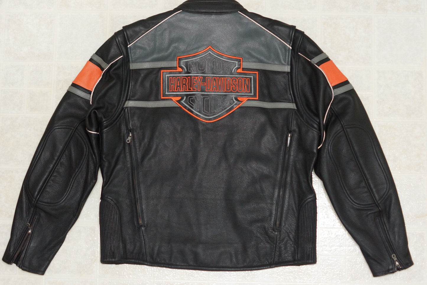 Harley Davidson Men's Rumble Colorblocked Bar & Shield Black Leather Jacket 98056-13VM