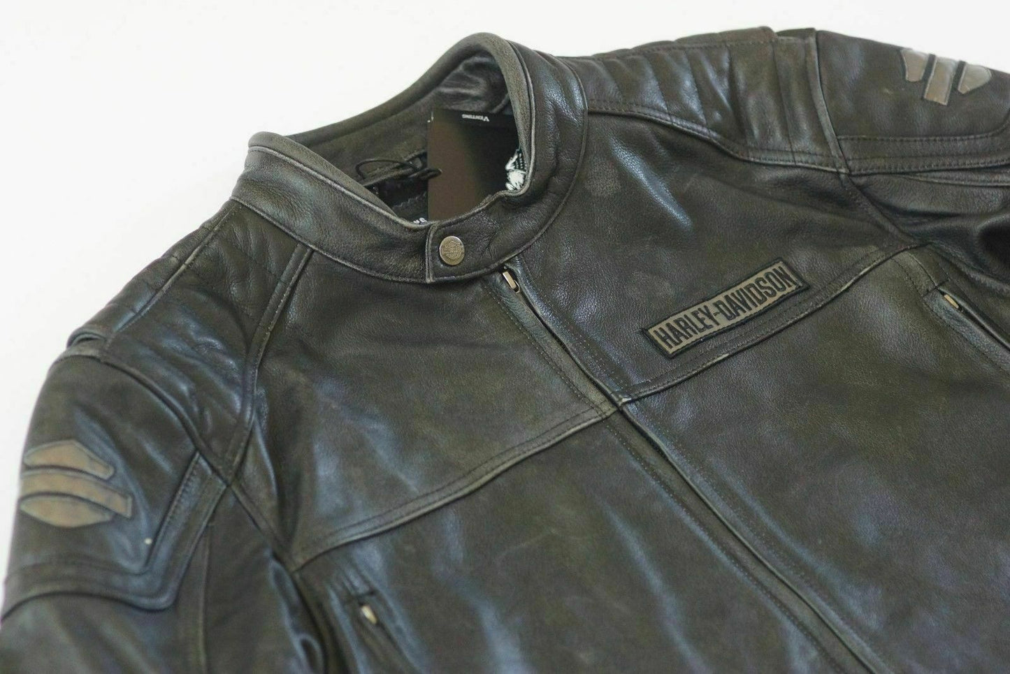 Harley Davidson Men MIDWAY Distressed Black Leather Riding Jacket 98108-16VM 2XL