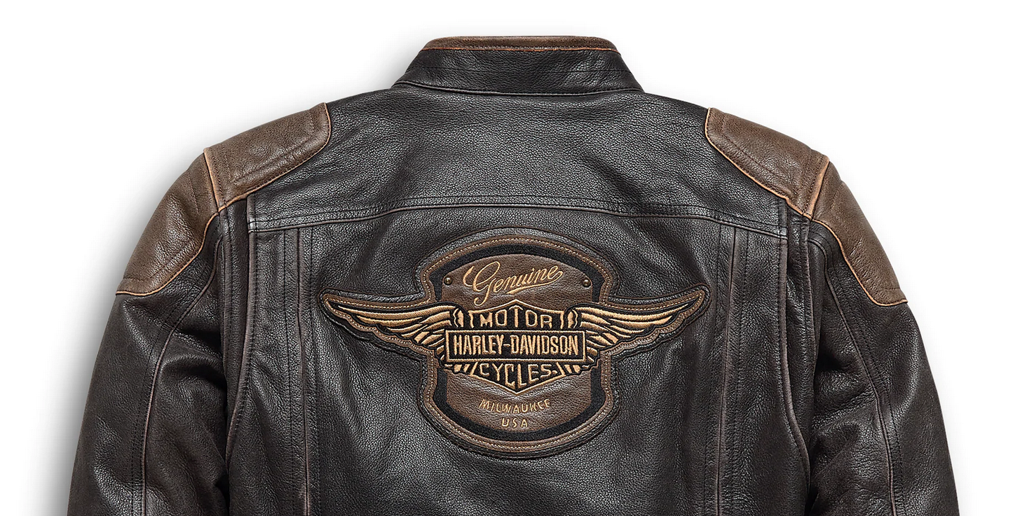 Harley Davidson Men's Trostel Vented Brown Black Leather Jacket 98053-19VM