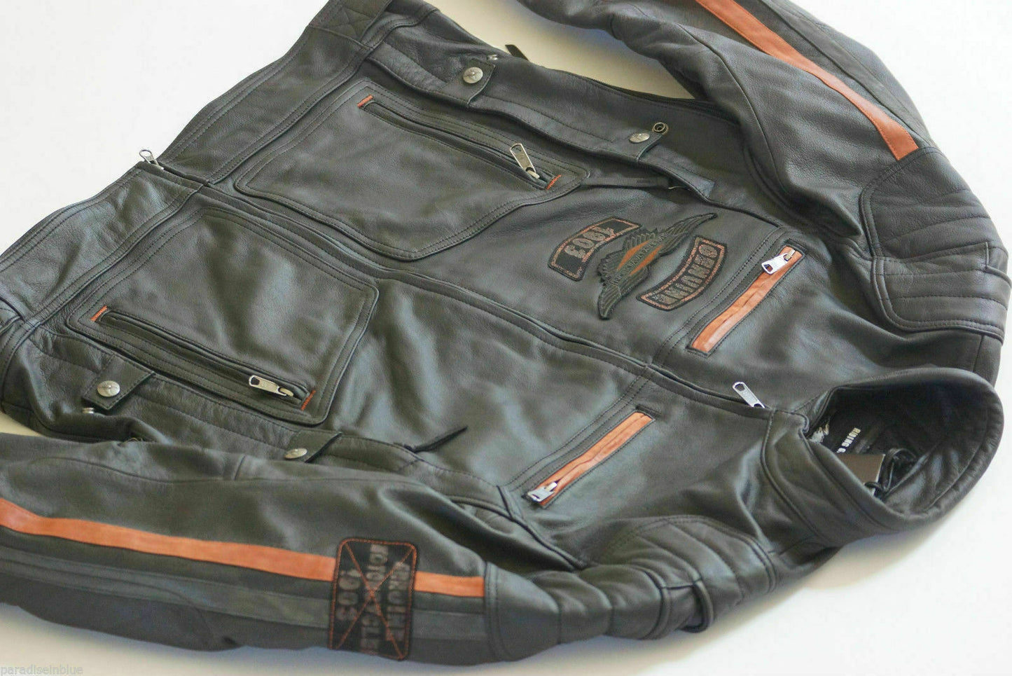 Harley Davidson Men's EXMOOR Reflective Black Leather Riding Jacket 97106-16VM