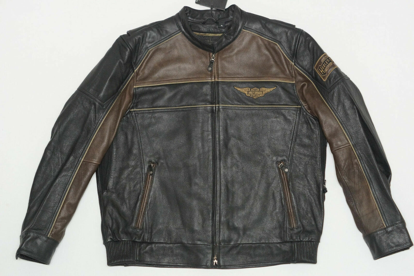 Harley Davidson Men's HEX Reflective Bomber B&S Black Leather Jacket 97032-15VM