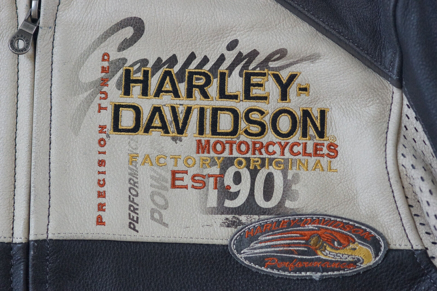 Harley Davidson Men's REGULATOR Perforated Black White Leather Jacket 97168-13VM Size Medium