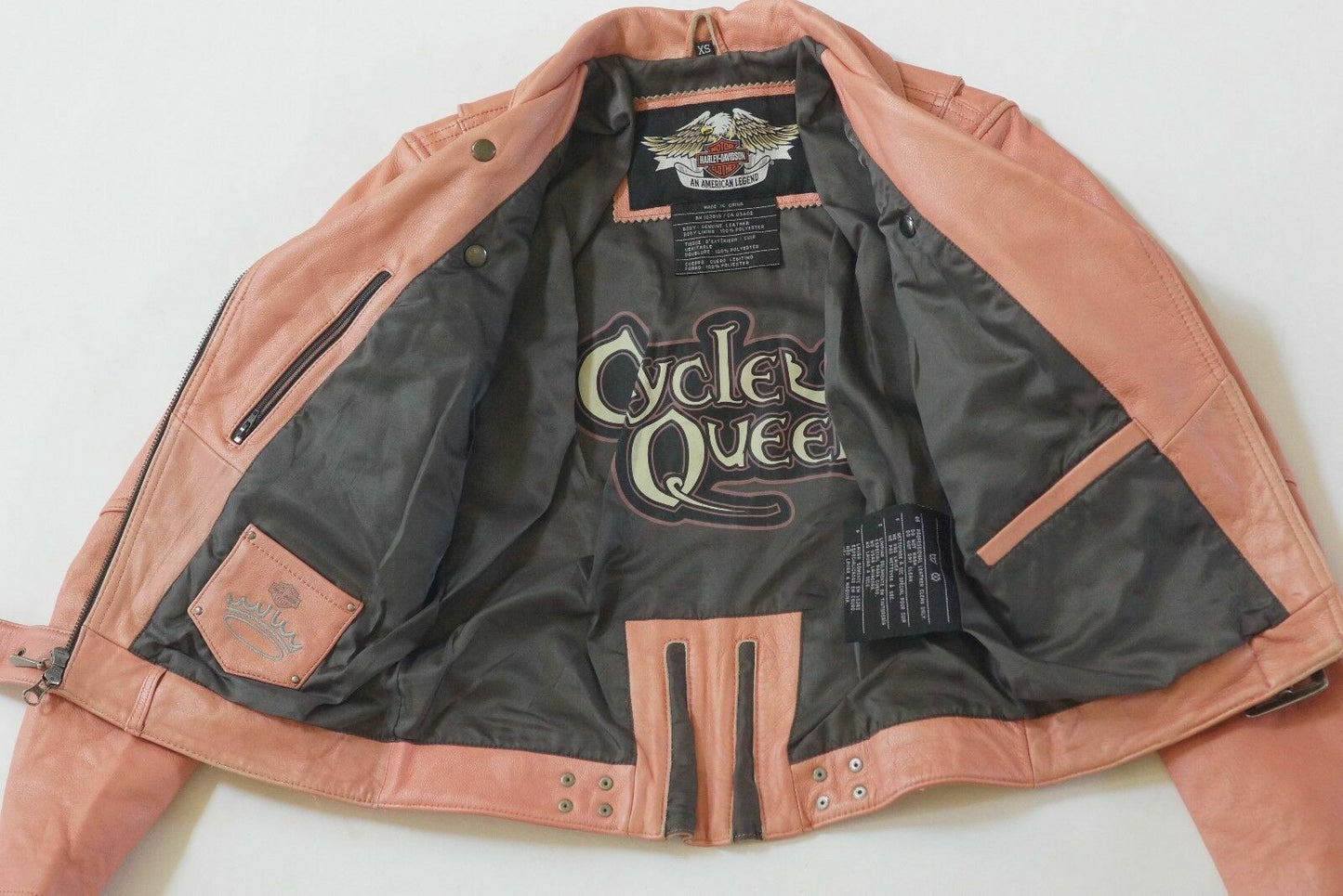 Harley Davidson Women's PASSION Cycle Queen Pink Leather Jacket Size XS 97140-07VW