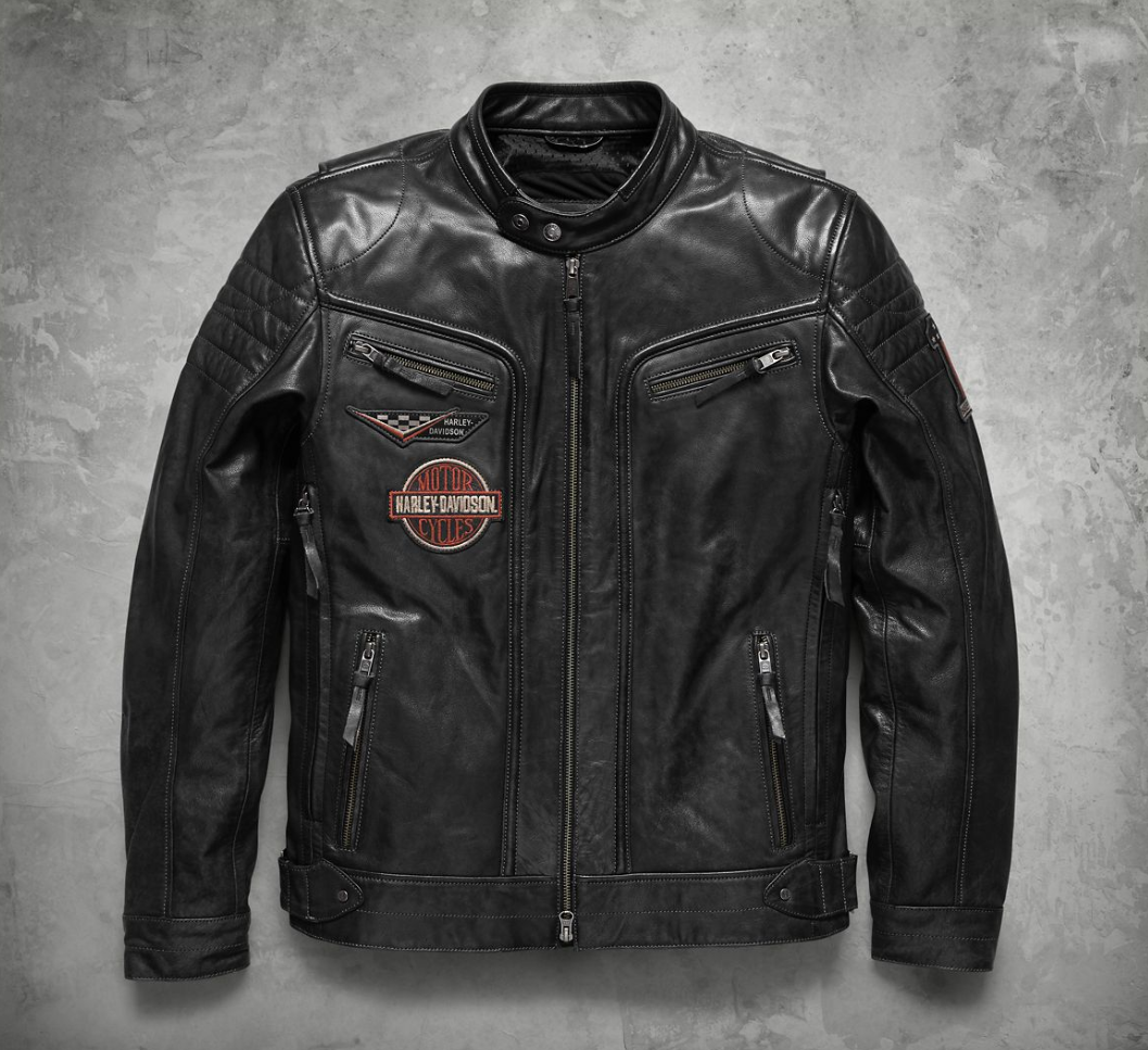 Harley Davidson Men's Marmax Black Leather Racing Eagle Jacket 3-in-1 97002-18VM