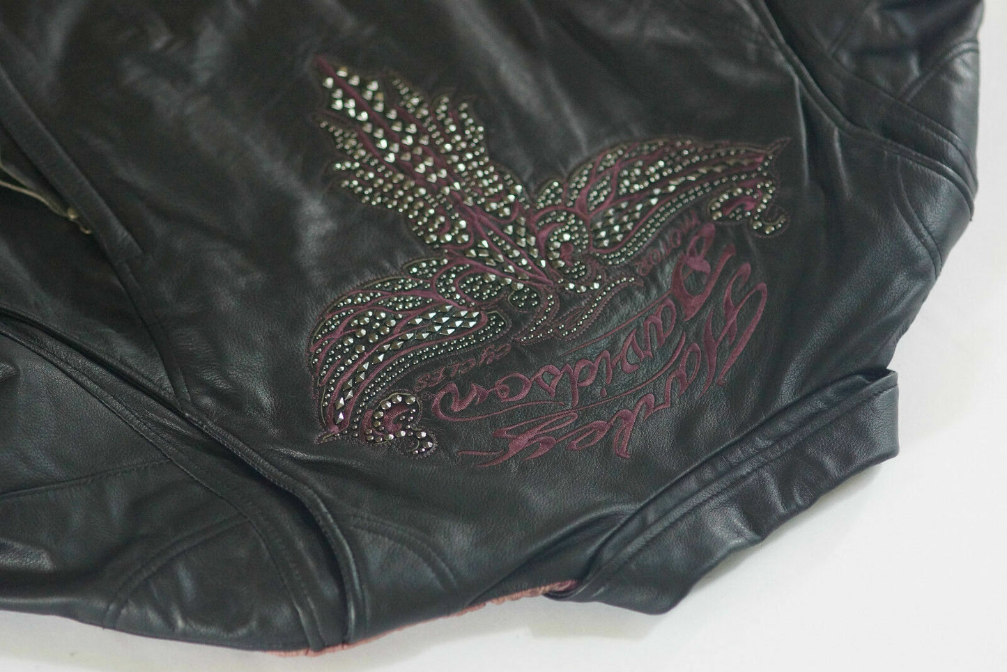 Harley Davidson Women's Starwood Purple Studded Eagle Leather Jacket Size XL 97022-15VW