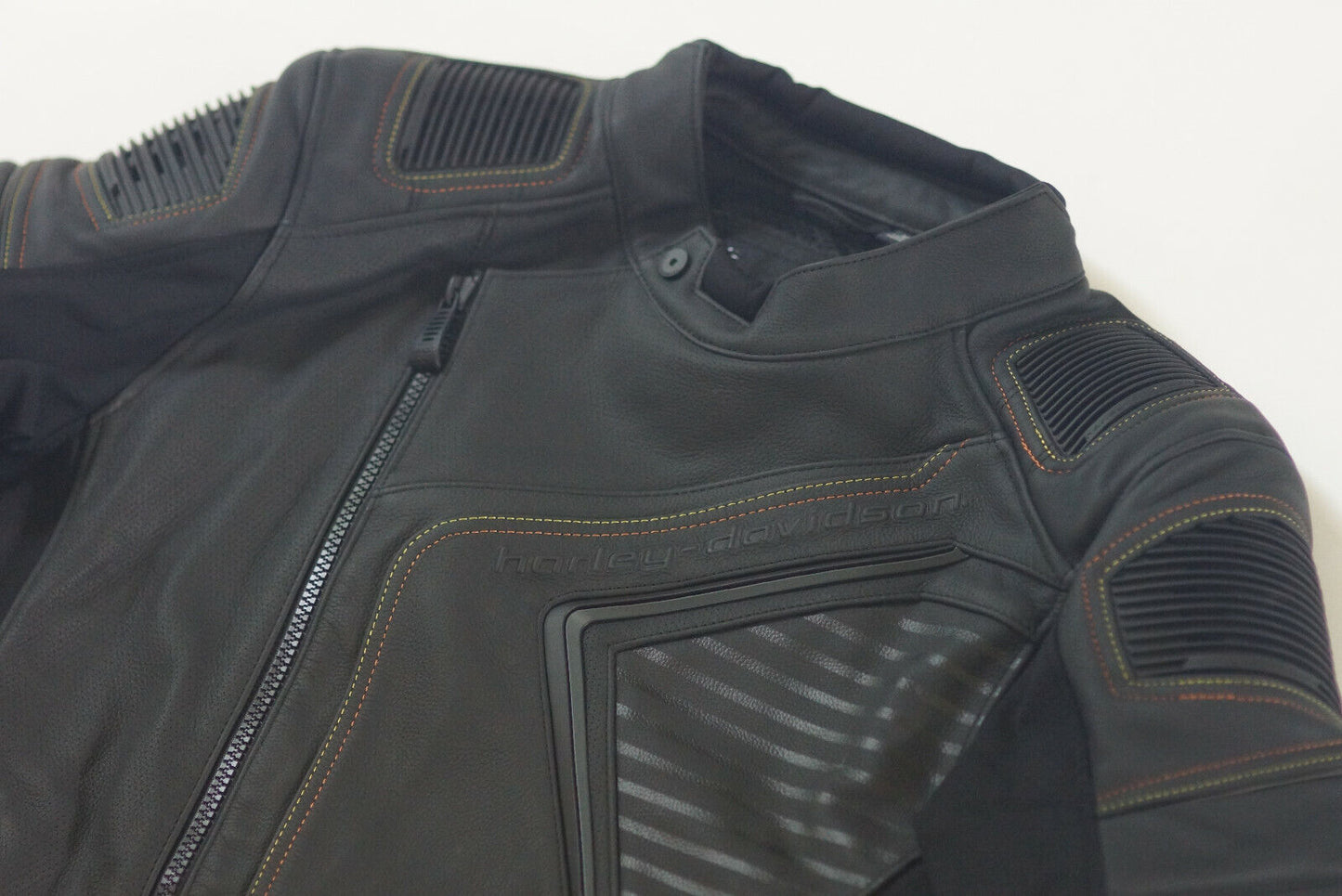 Harley Davidson Men's Watt Reflective Black Leather Jacket with Body Armor 98002-20VM