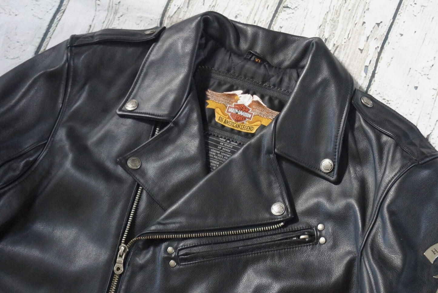 Harley Davidson Men's Vintage Cruiser 2 II Embossed Eagle Black Leather Jacket Size XL