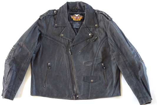 Harley Davidson Men's Billings Studded Eagle Distressed Brown Leather Jacket Size 3XL