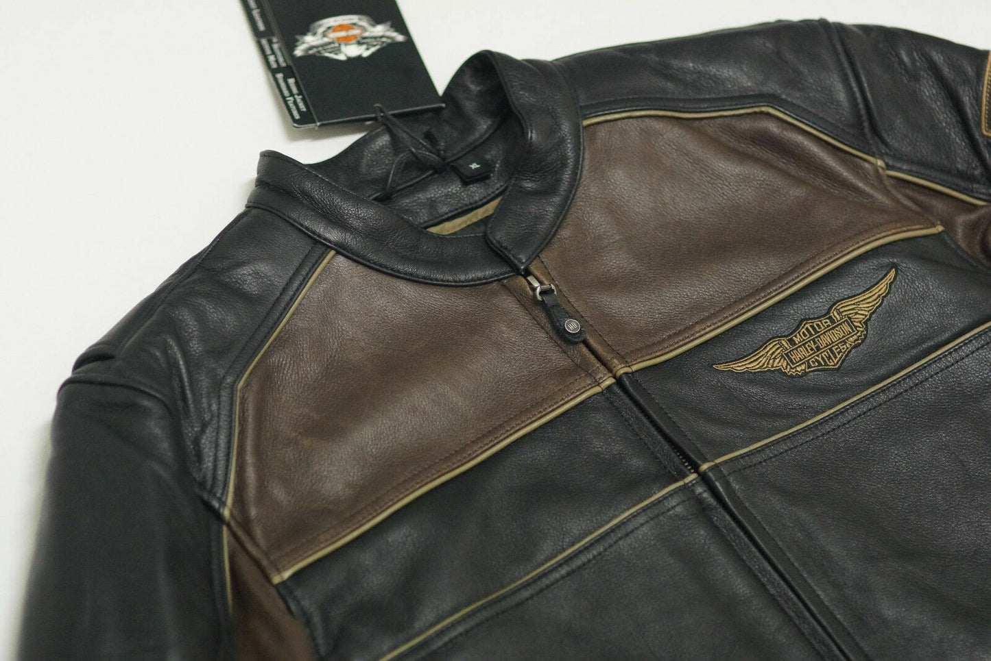 Harley Davidson Men's HEX Reflective Bomber B&S Black Leather Jacket 97032-15VM