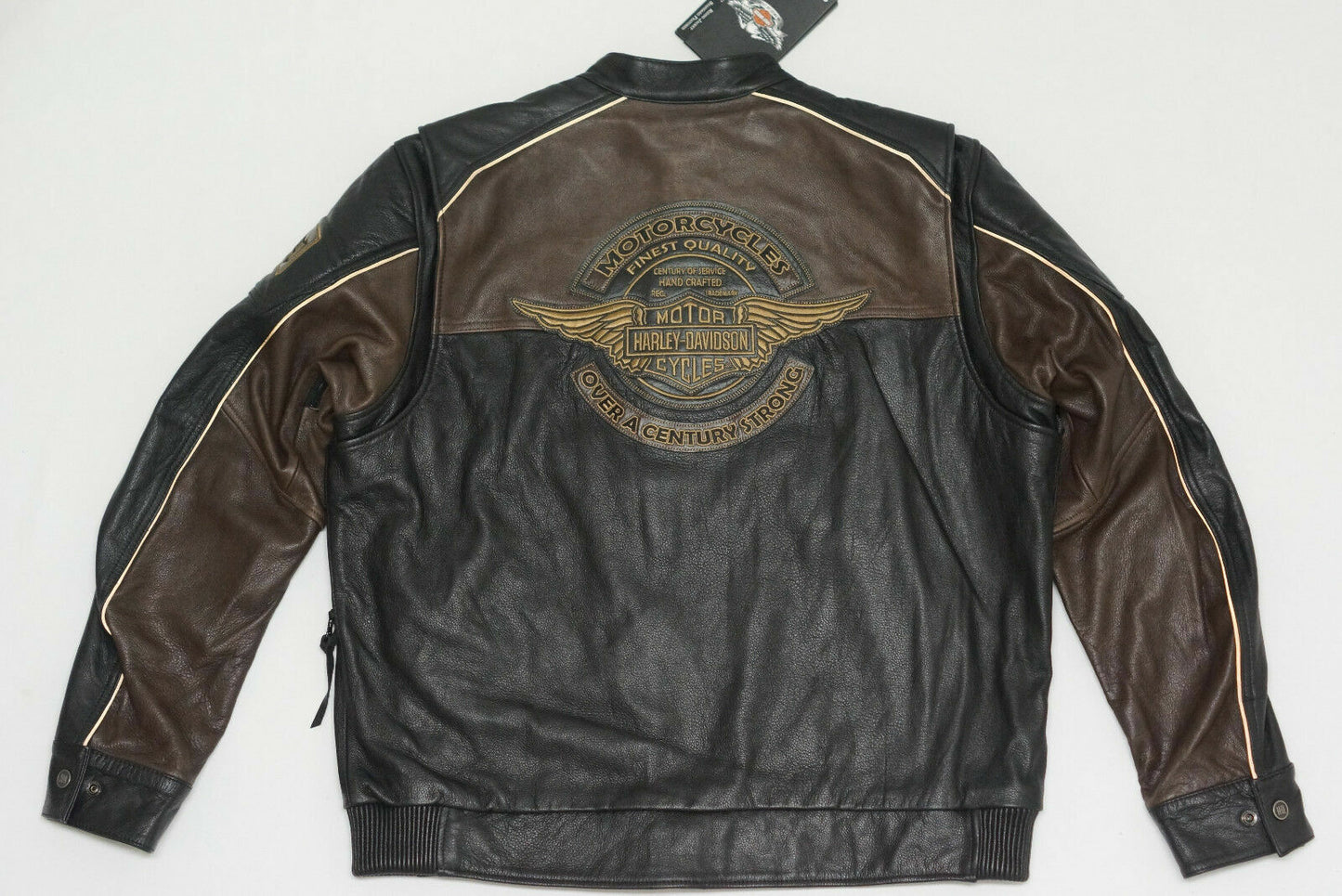 Harley Davidson Men's HEX Reflective Bomber B&S Black Leather Jacket 97032-15VM