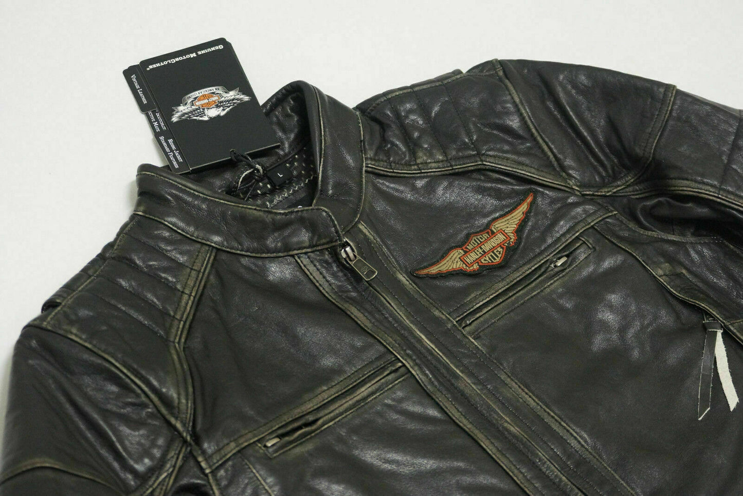 Harley Davidson Men's DETONATOR Winged Bar&Shield Black Leather Jacket 98076-15VM