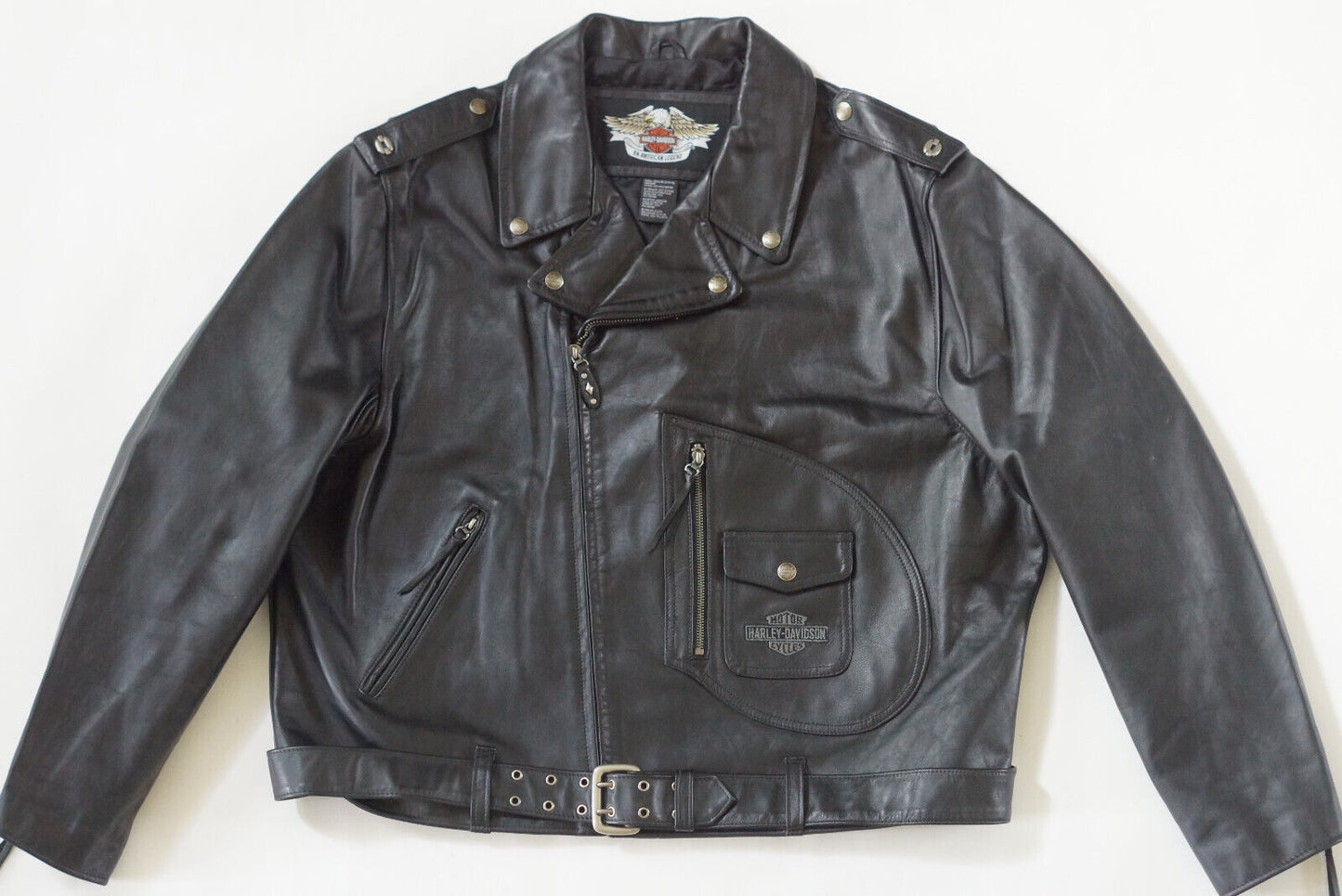 Harley Davidson Men's USA Made Rare Vintage D-Pocket Embossed Eagle Leather Jacket Size 3XL