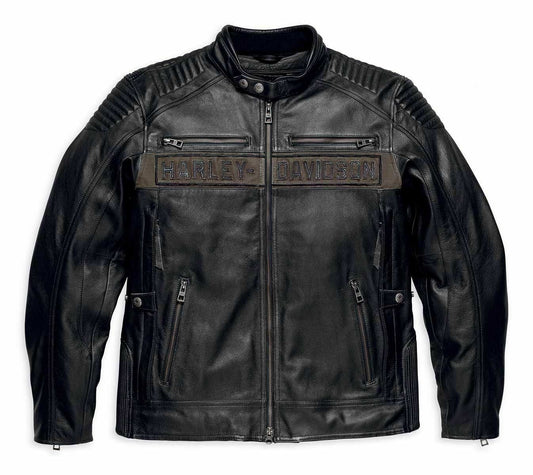 Harley Davidson Men's Asylum Reflective Black Leather Jacket 97188-18VM