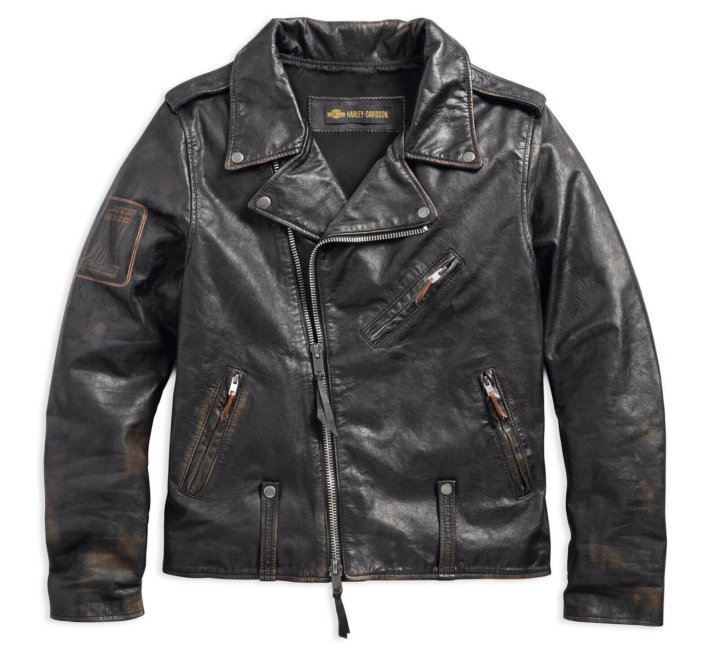 Davidson Men's Master Distressed Black Leather Riding Jacket 98003-18VM