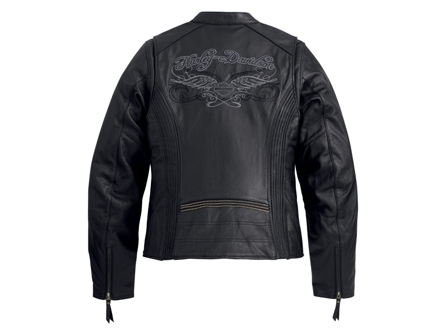 Harley Davidson Women's NIGHT STORM Winged B&S Black Leather Jacket 97090-12VW