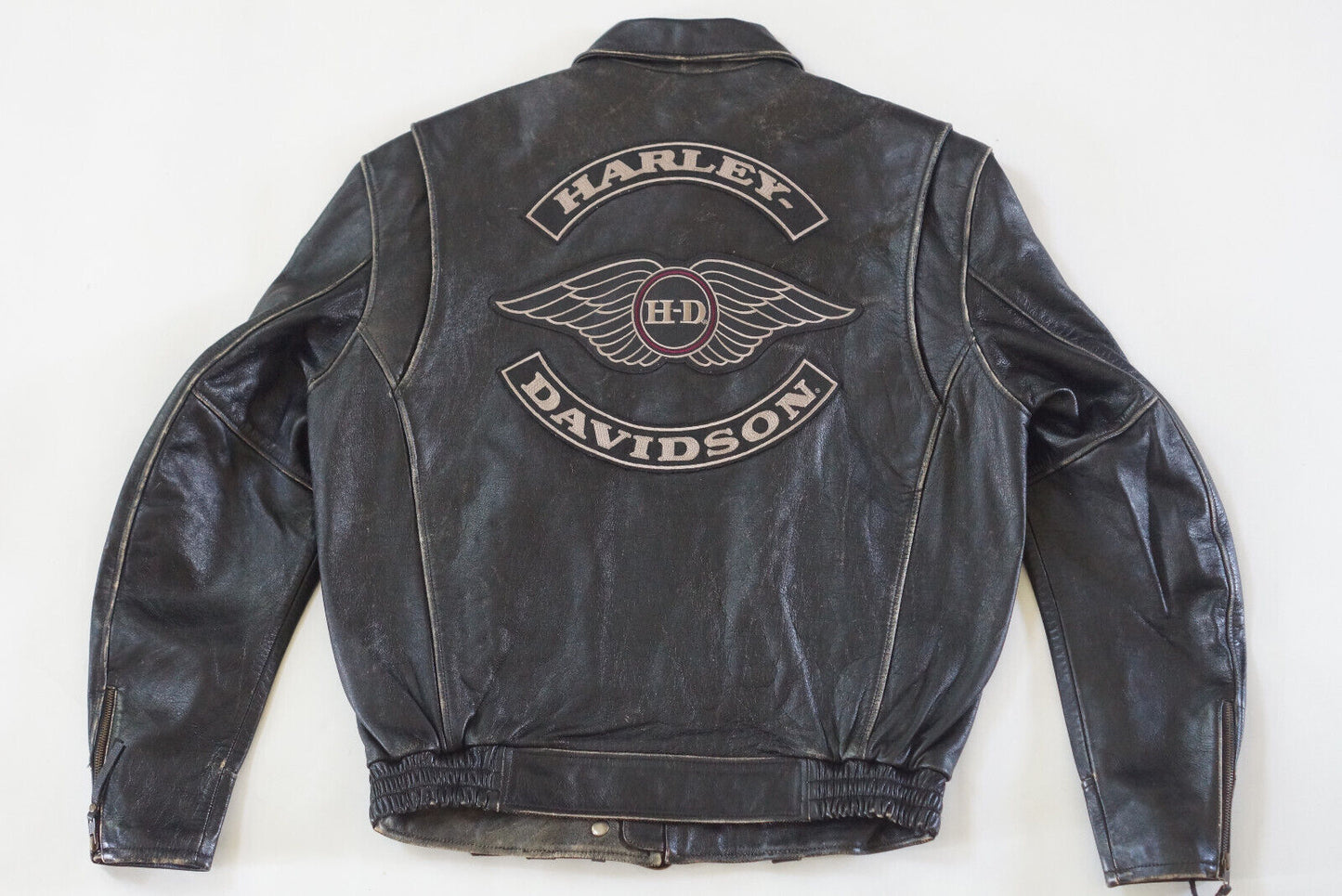 Harley Davidson Men's Vintage MOTORCRUISE Distressed Leather Jacket size Large 97068-04VM