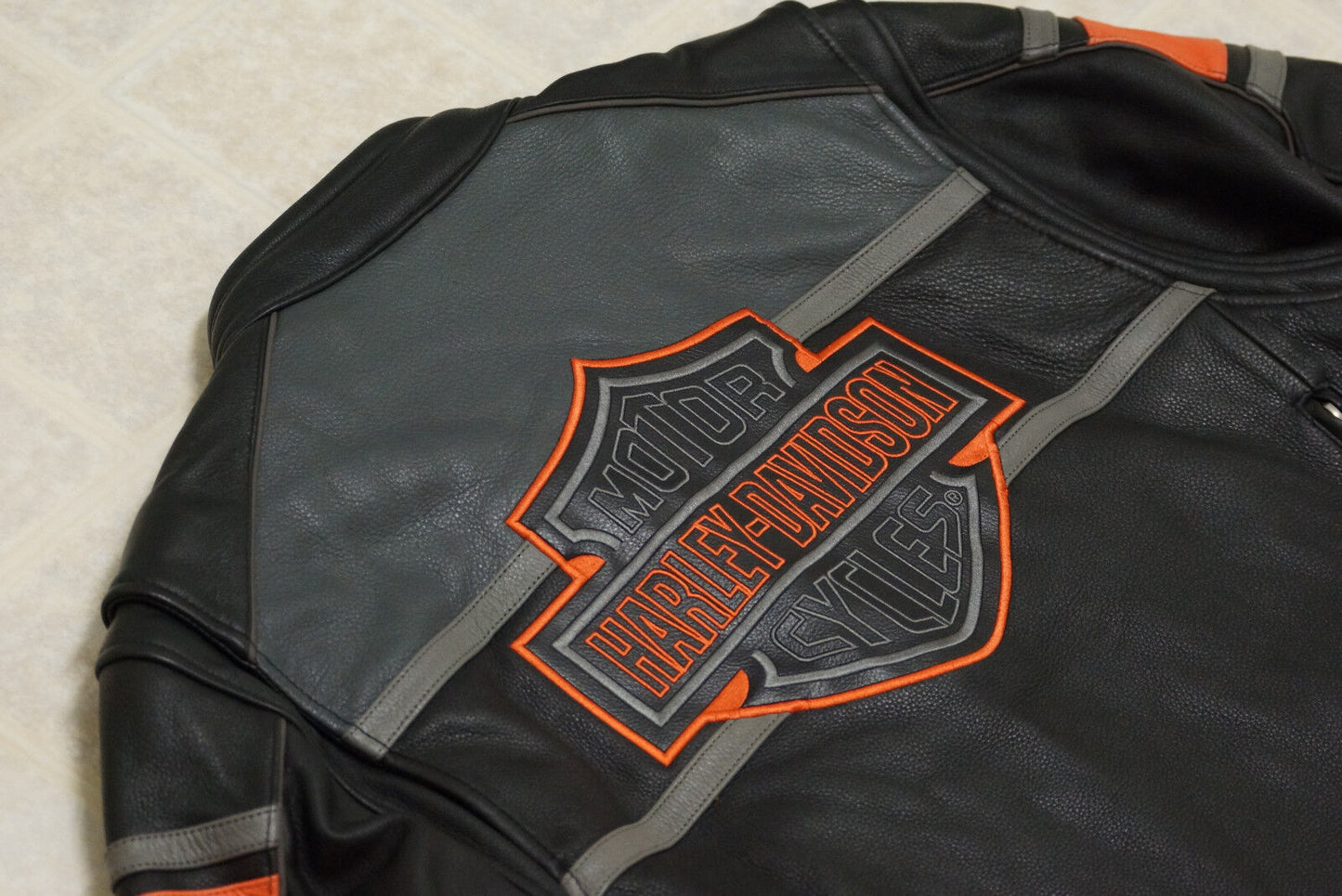 Harley Davidson Men's Rumble Colorblocked Bar & Shield Black Leather Jacket 98056-13VM