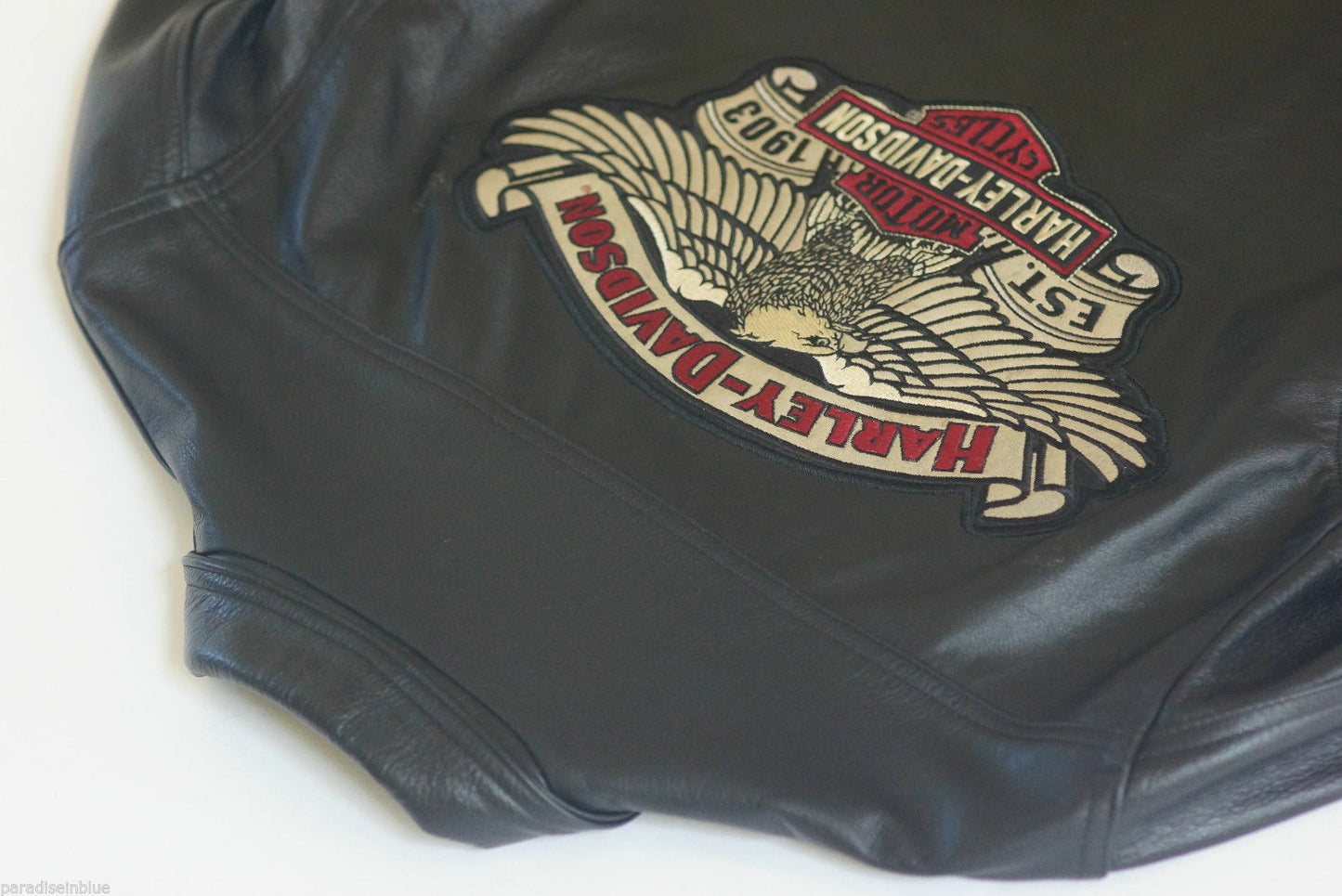 Harley Davidson Men's USA Made Eagle OVERDRIVE Black Leather Jacket Size Small 97024-05VM