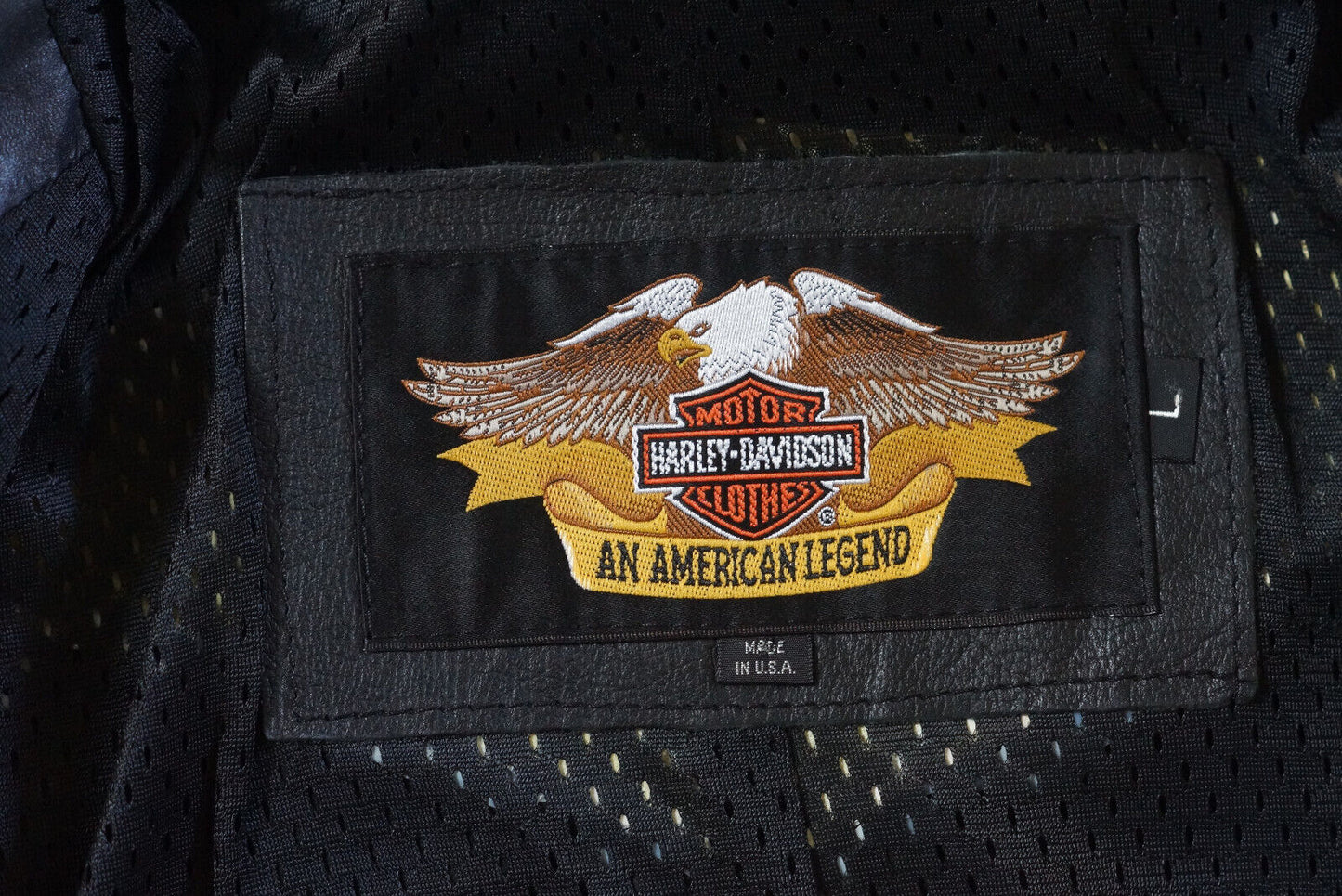 Harley Davidson Men's Made in USA Vintage Fringed Winged B&S Black Leather Jacket size Large