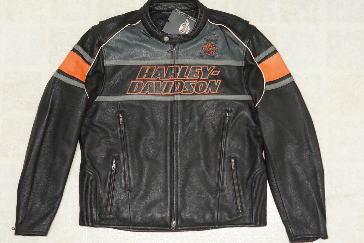 Harley Davidson Men's Rumble Colorblocked Bar & Shield Black Leather Jacket 98056-13VM