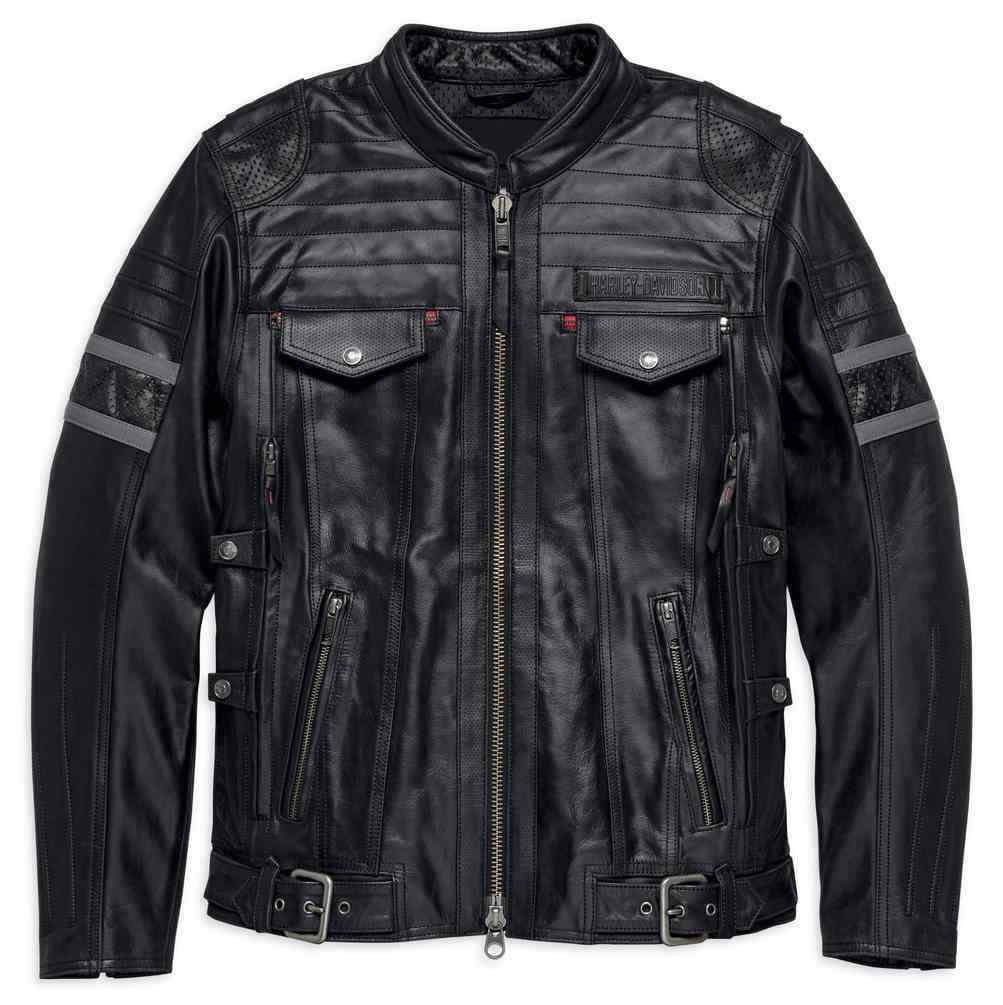 Harley Davidson Men's Wick Twister Triple Vent System Black Leather Jacket 98023-18VM