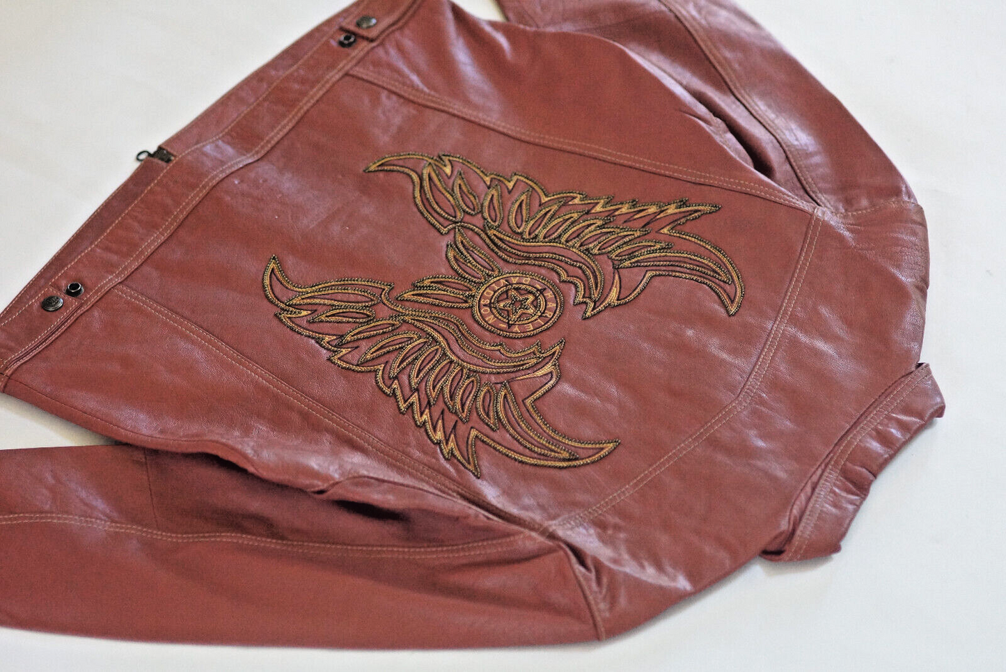 Harley Davidson Women's Embroidered Beaded Winged Leather Jacket Size XL 97100-06VW