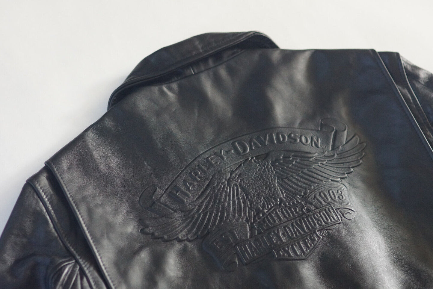 Harley Davidson Men's USA Made Rare Vintage D-Pocket Embossed Eagle Leather Jacket Size XL