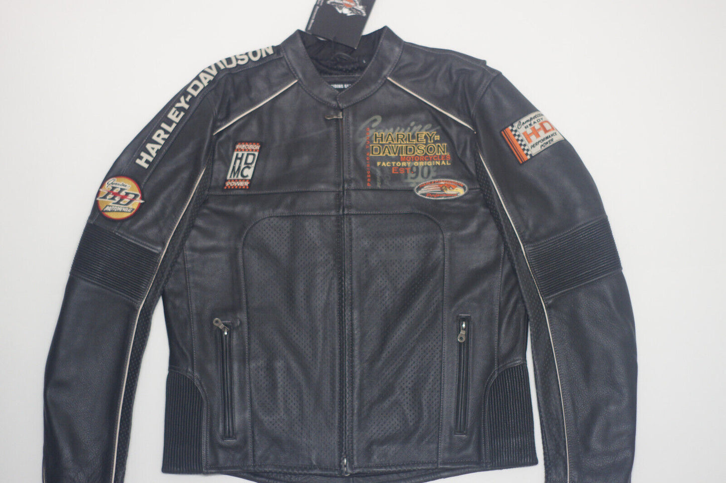 Harley Davidson Men's REGULATOR Perforated Reflective Black Leather Jacket 97167-13VM