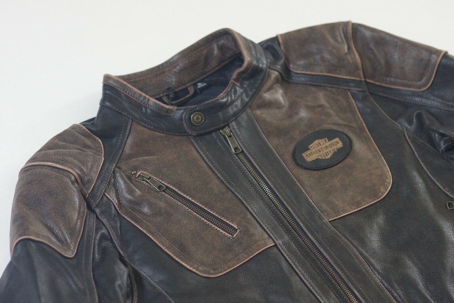 Harley Davidson Men's Trostel Vented Brown Black Leather Jacket 98053-19VM