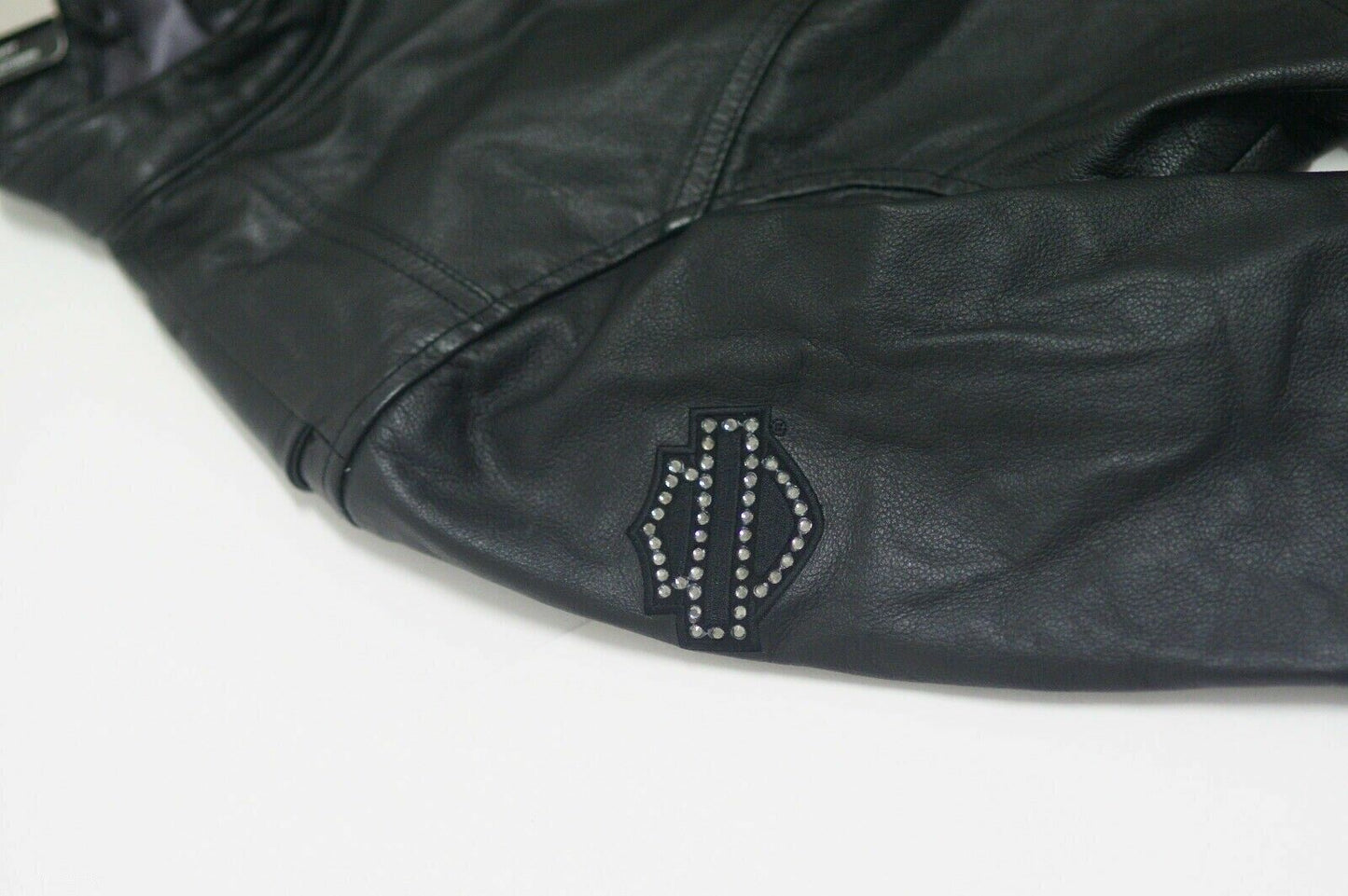 Harley Davidson Women's Crystal Embellished Black Leather Jacket 98199-11VW