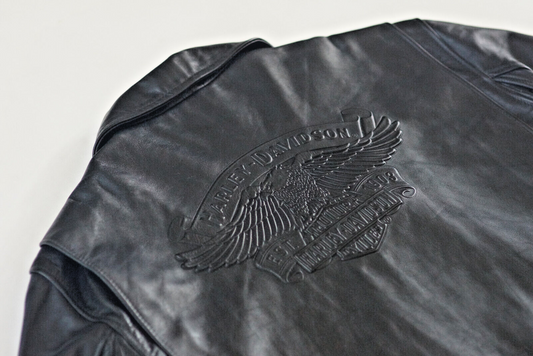 Harley Davidson Men's USA Made Rare Vintage D-Pocket Embossed Eagle Leather Jacket Size 3XL