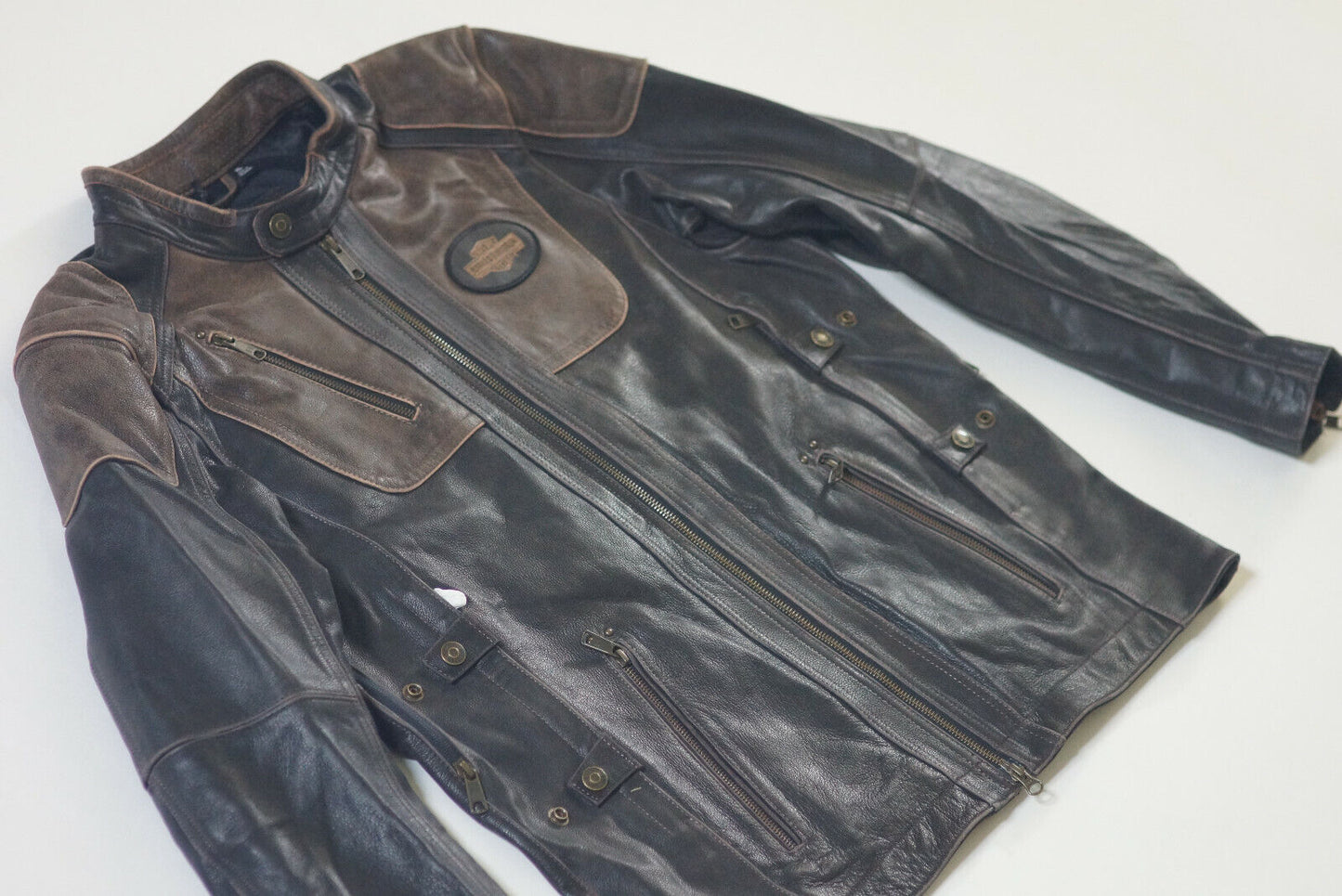 Harley Davidson Men's Trostel Vented Brown Black Leather Jacket 98053-19VM