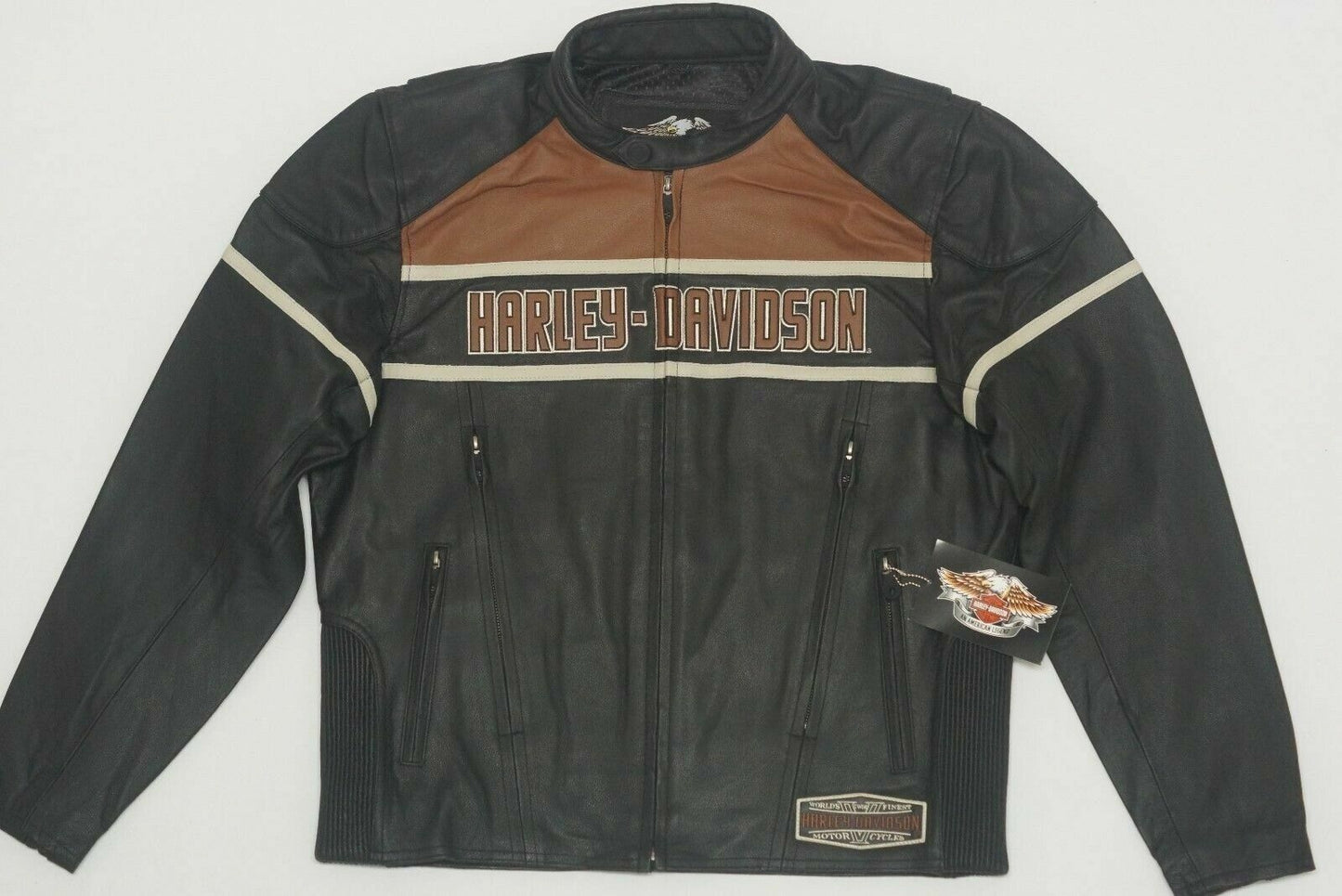 Harley Davidson Men's REGION Classic Black Orange Leather Jacket 97027-11VM