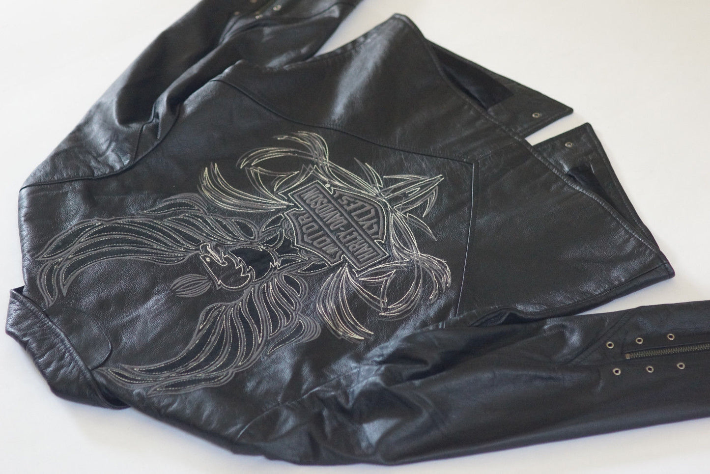 Harley Davidson Women's ISIS Elaborate Eagle Black Leather Jacket Size Large 97028-06VW