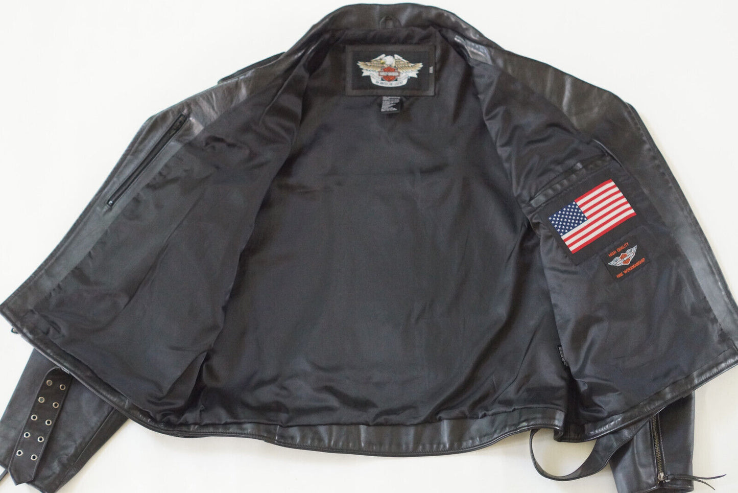 Harley Davidson Men's USA Made Rare Vintage D-Pocket Embossed Eagle Leather Jacket Size 3XL