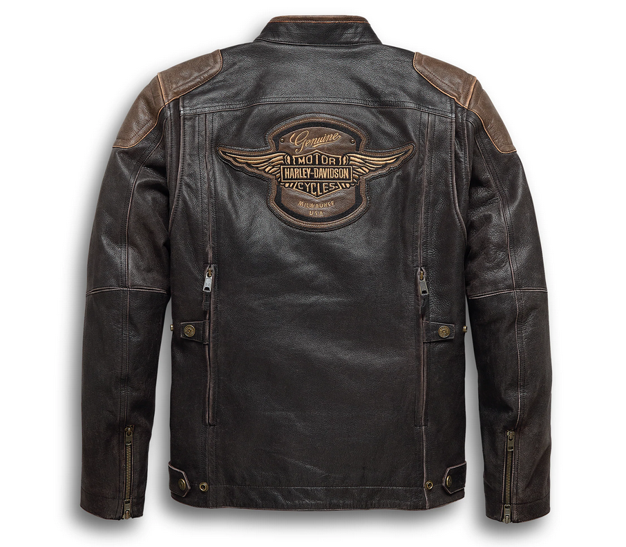 Harley Davidson Men's Trostel Vented Brown Black Leather Jacket 98053-19VM