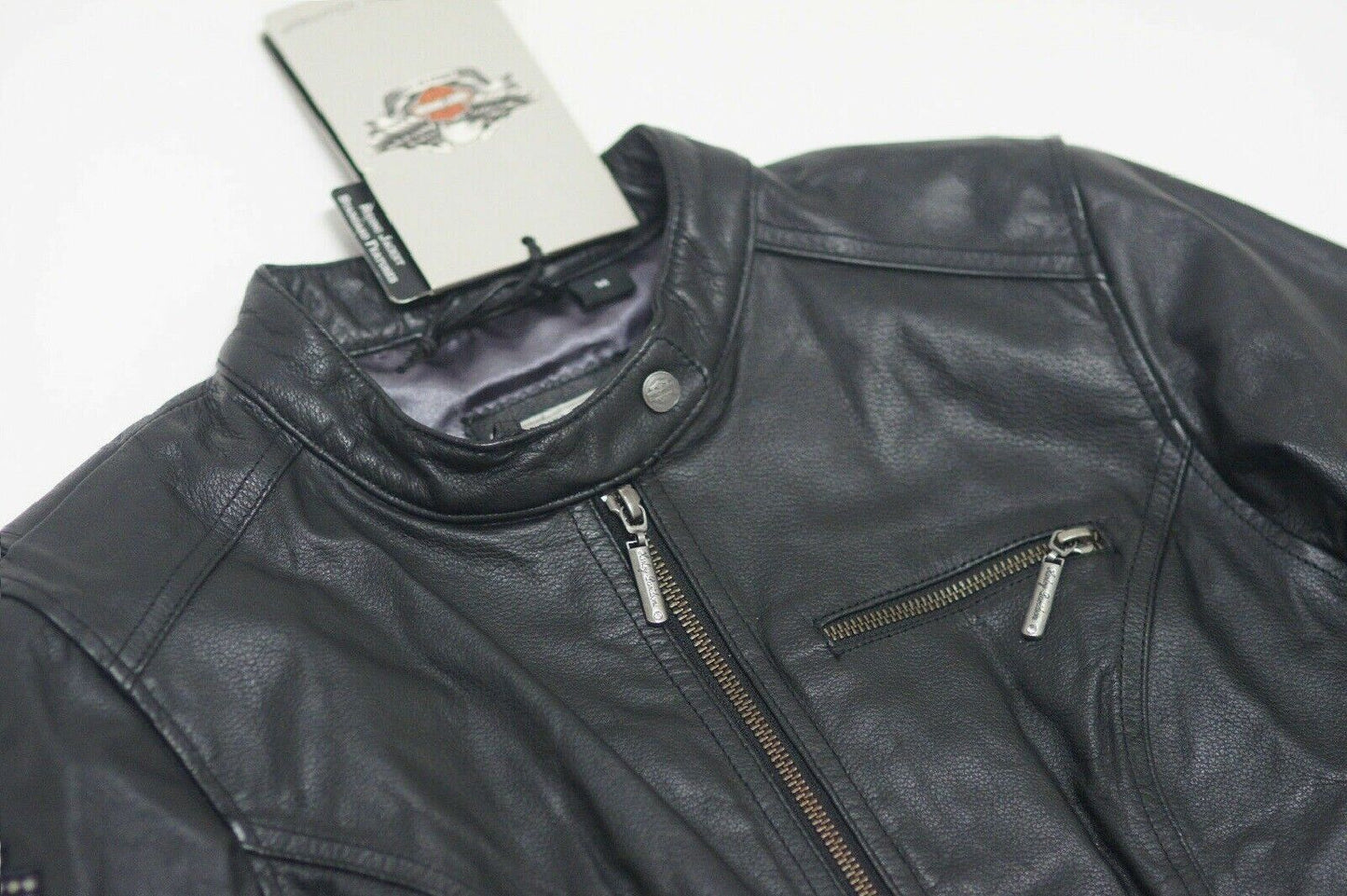 Harley Davidson Women's Crystal Embellished Black Leather Jacket 98199-11VW