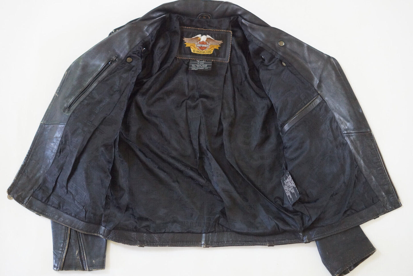 Harley Davidson Men's CYCLE CHAMP II 2 Classic Leather Jacket Snakeskin D-Pocket Size Large