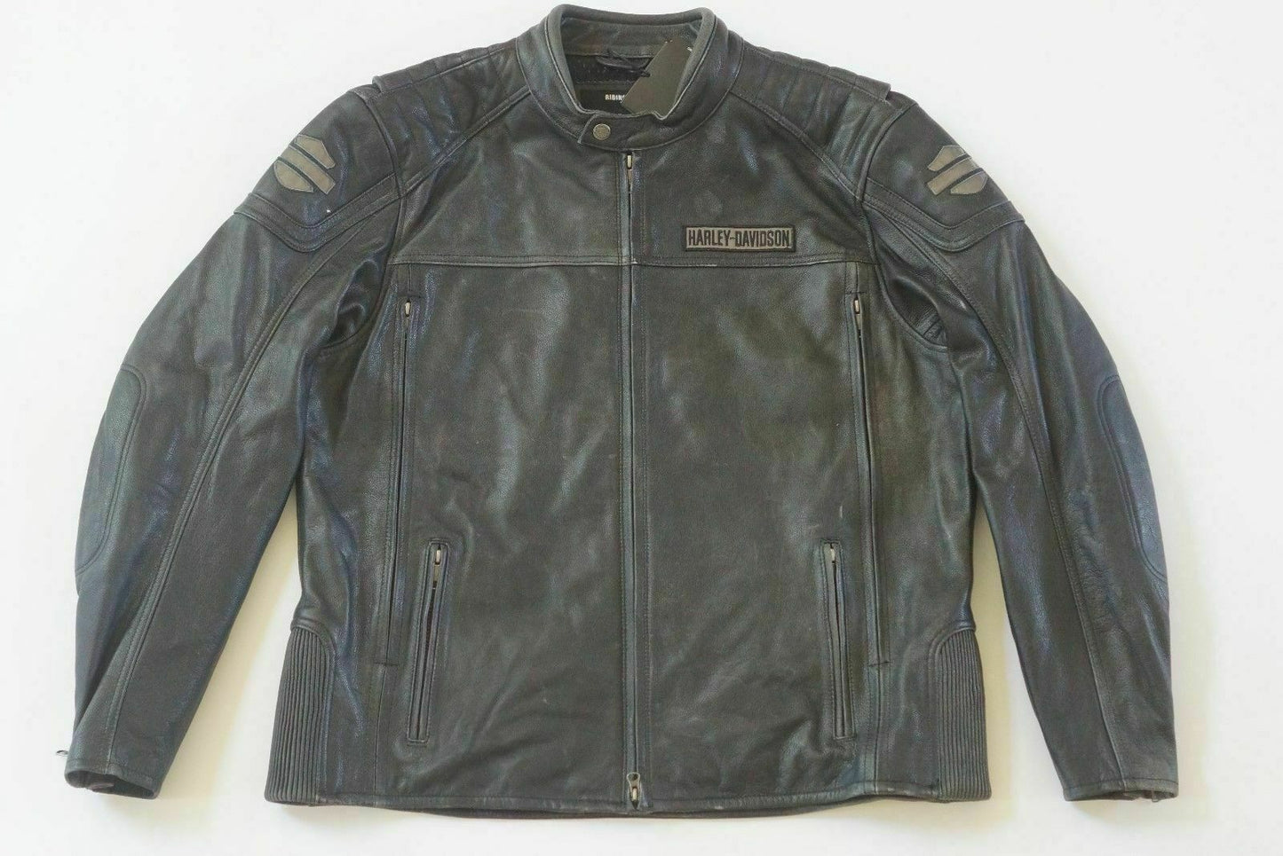 Harley Davidson Men MIDWAY Distressed Black Leather Riding Jacket 98108-16VM 2XL