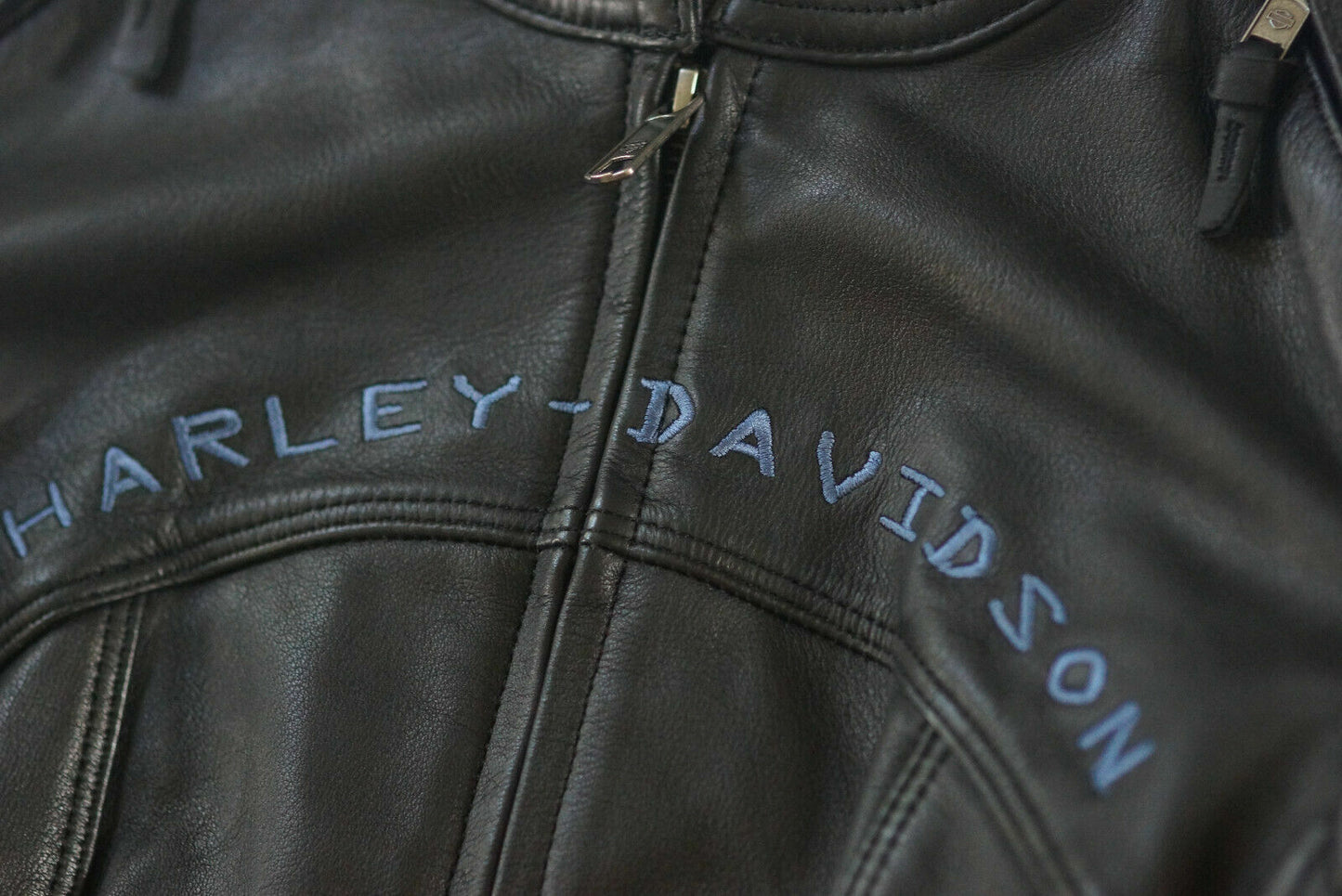 Harley Davidson Women's Kenova B&S Black Leather Jacket 3-in-1 Removable Hoodie 97038-19VW