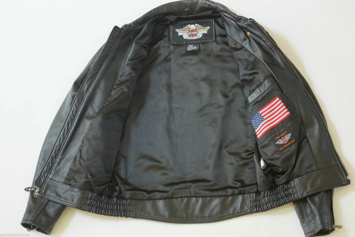 Harley Davidson Men's USA Made Eagle OVERDRIVE Black Leather Jacket Size Small 97024-05VM