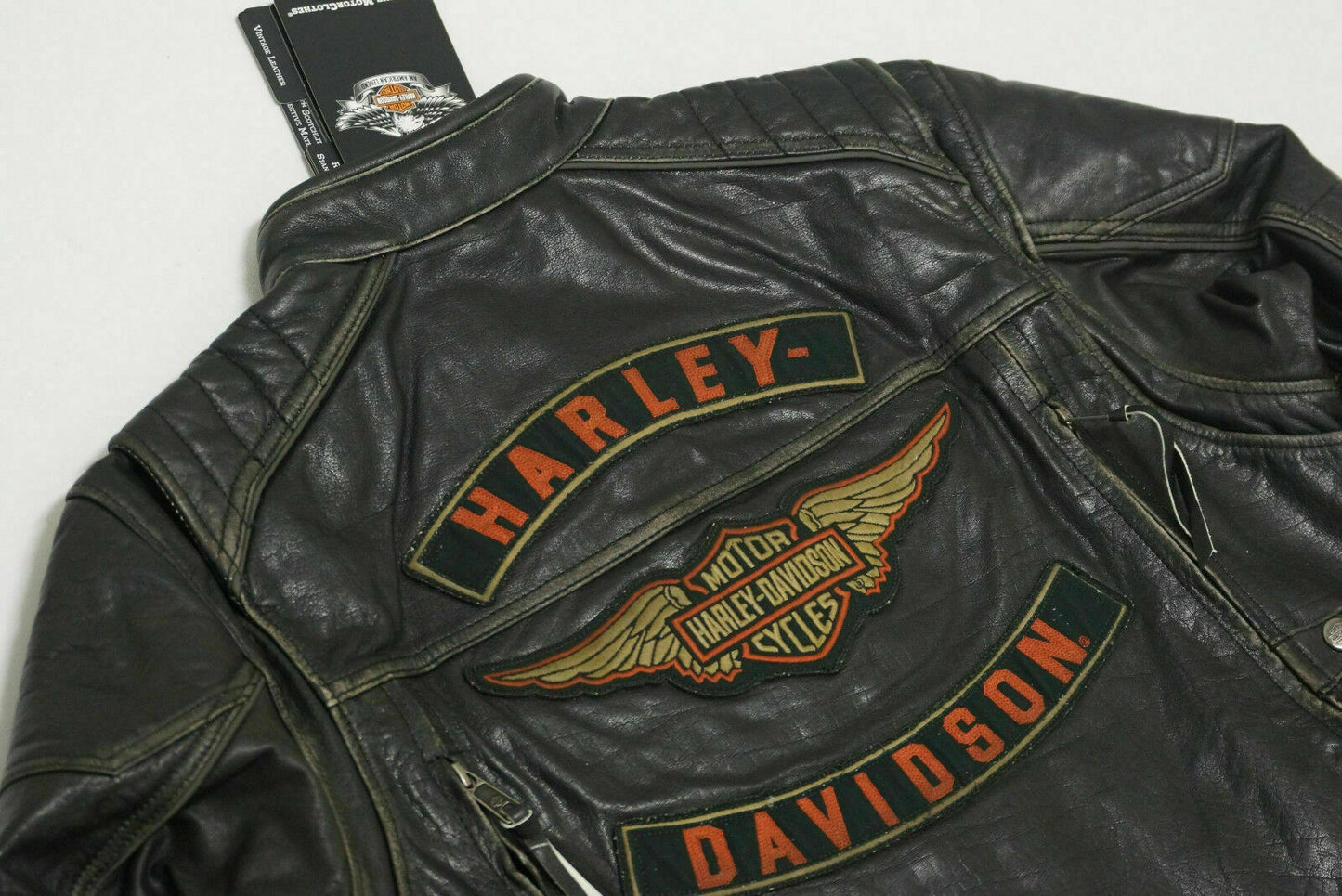 Harley Davidson Men's DETONATOR Winged Bar&Shield Black Leather Jacket 98076-15VM